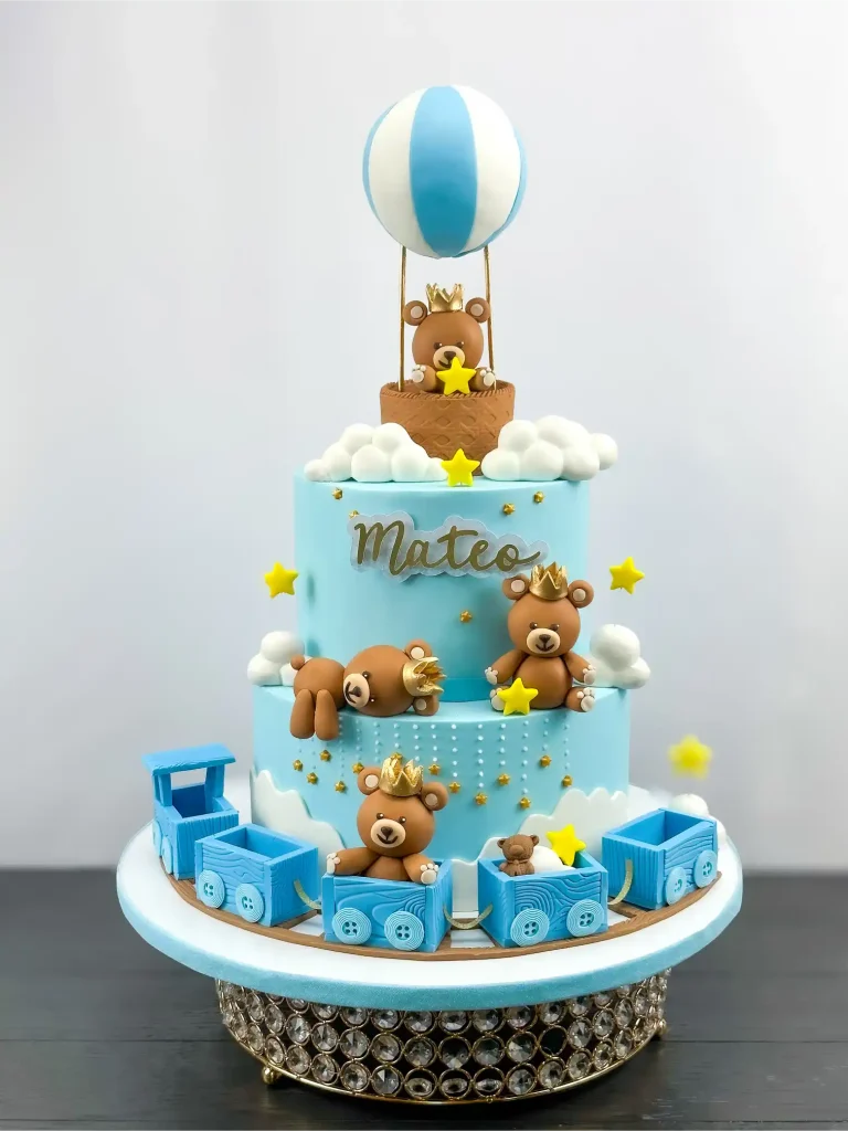 TEDDY BEAR BLUE CAKE - Bloom Cakes Art