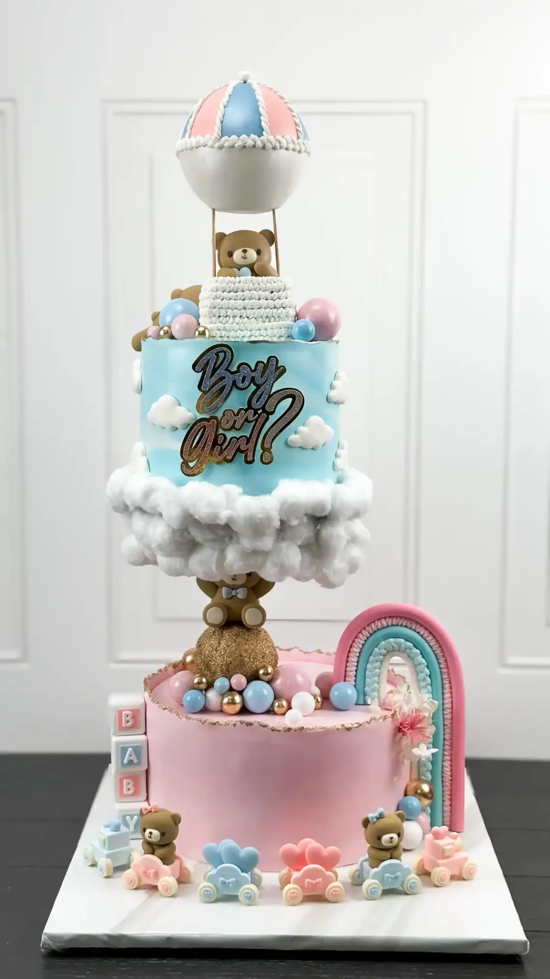 TEDDY BEAR GENDER REVEAL CAKE